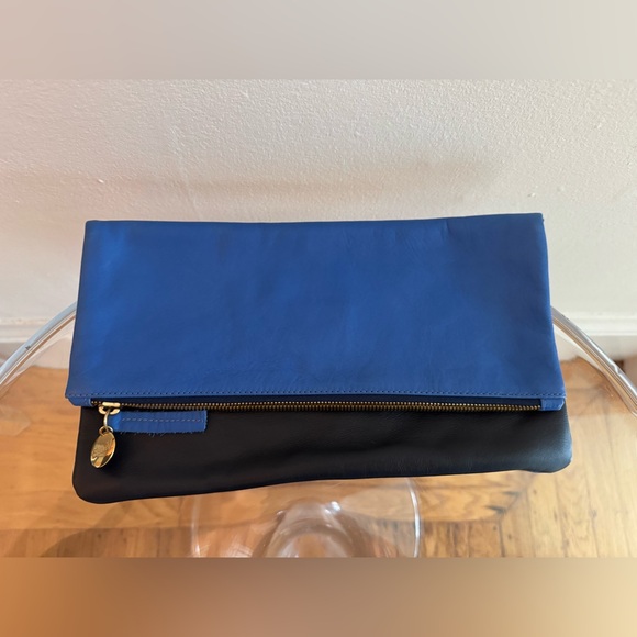 Clare V Handbags - Clare V. Fold over clutch blue black leather